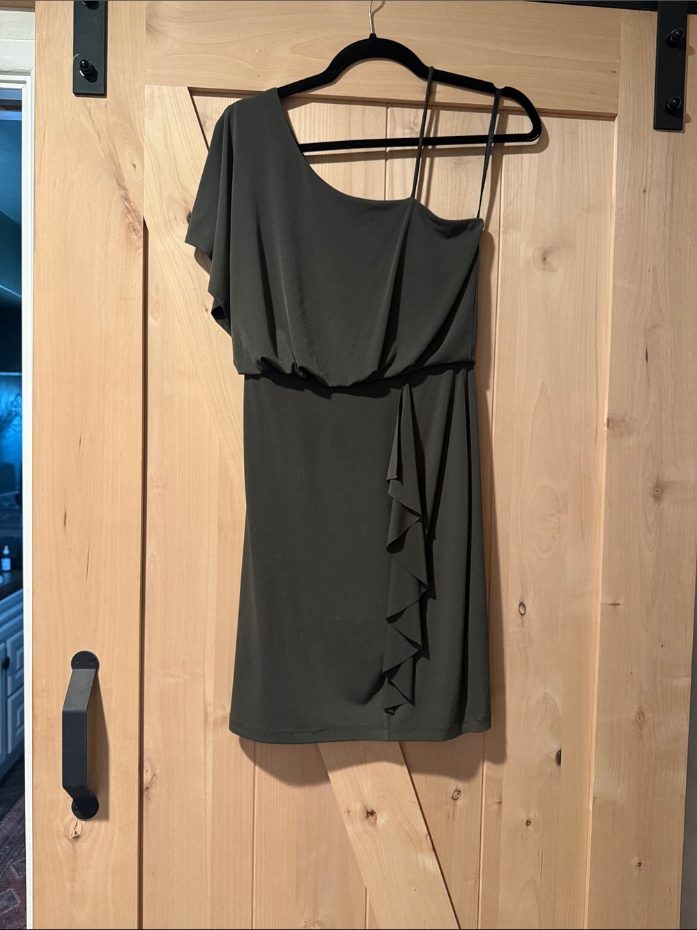 Sweet Storm Olive One-Shoulder Ruffle Dress
